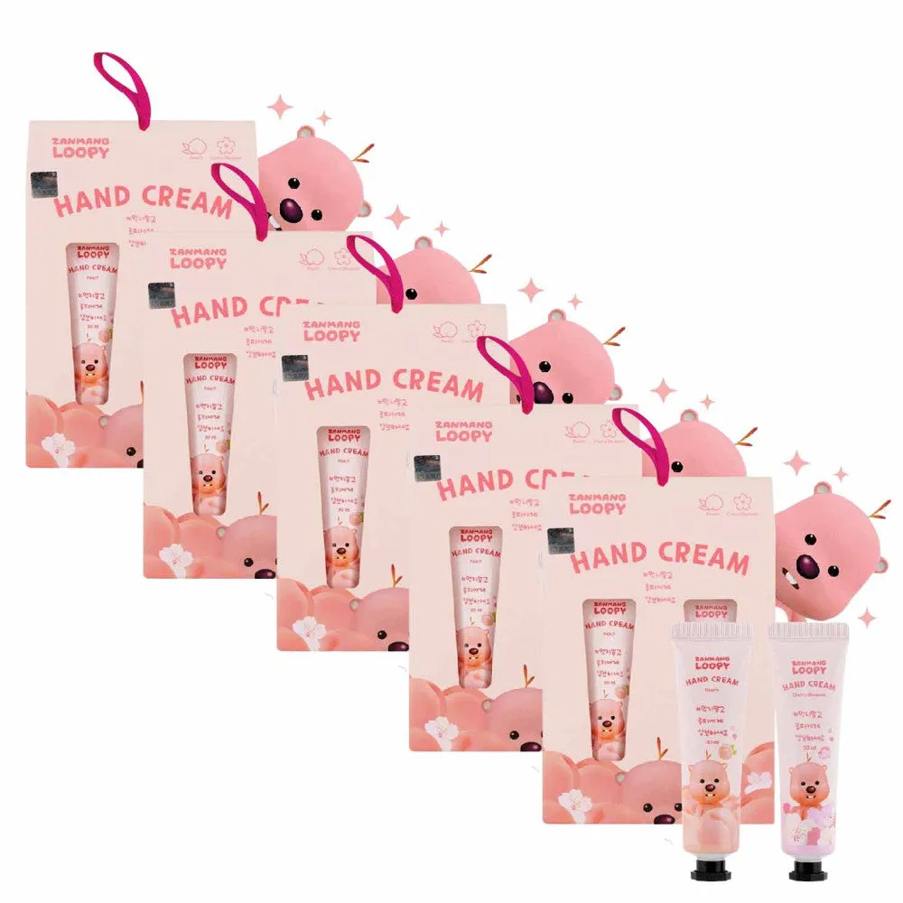 5 SET Zanmang Loopy Character Hand Creams Cute Small Gifts 30ml 2 pieces Peach Cherry Blossom Scent