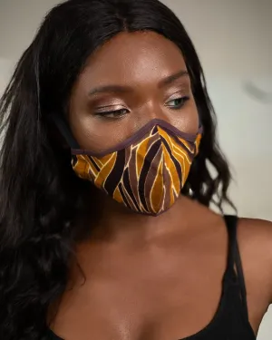 African Face Mask in Orange Zebra Print