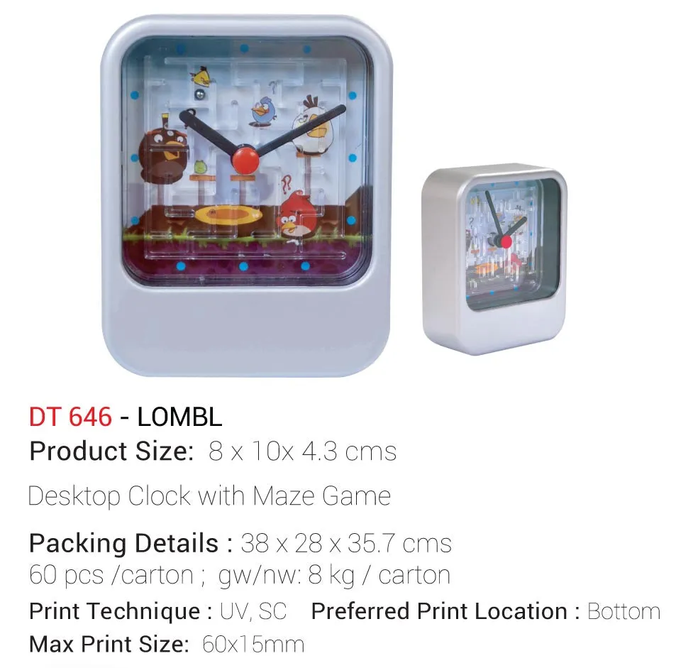 AMS - DT 646 LOMBL Desktop Clock with Maze Game