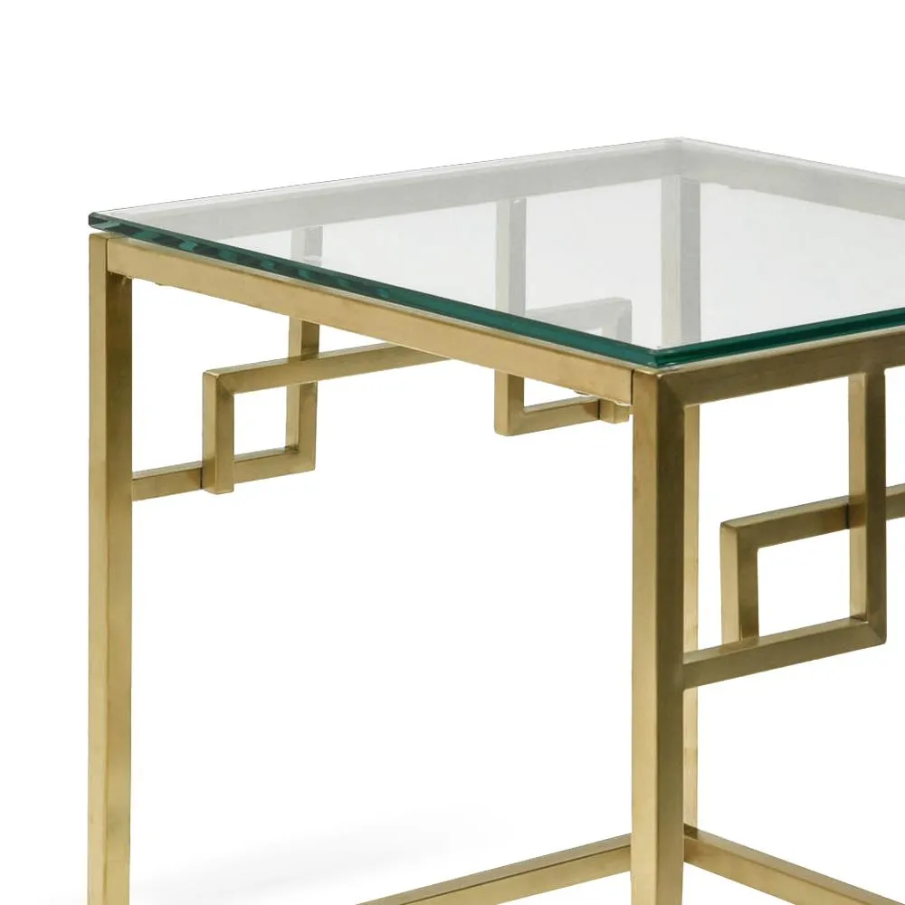 Anderson Side Table - Glass Top - Brushed Gold Base