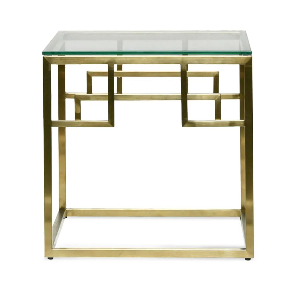 Anderson Side Table - Glass Top - Brushed Gold Base