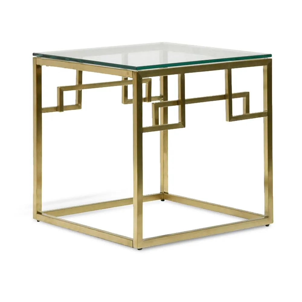 Anderson Side Table - Glass Top - Brushed Gold Base