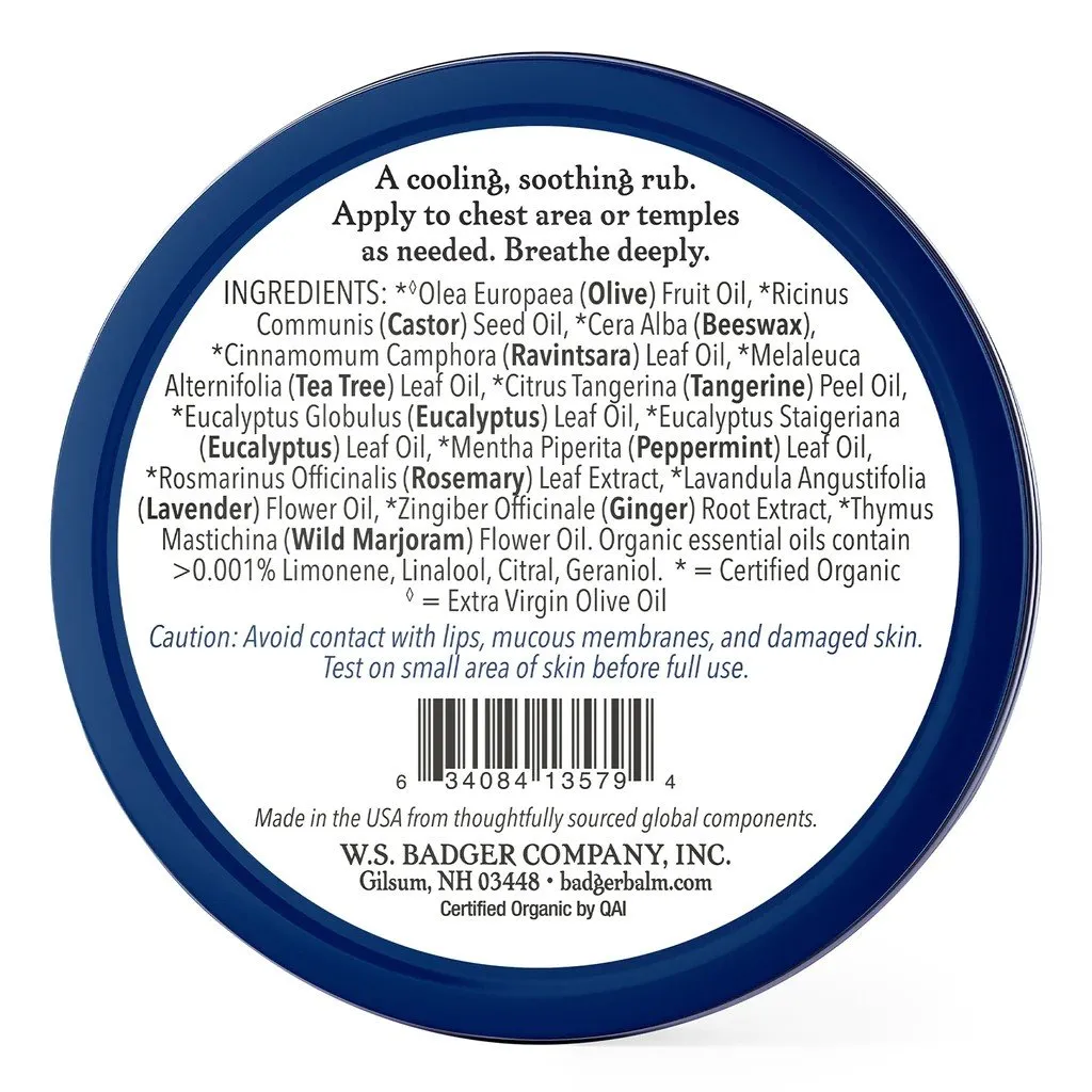 Badger Classic Balm Aromatic Chest Rub 2 oz Tin