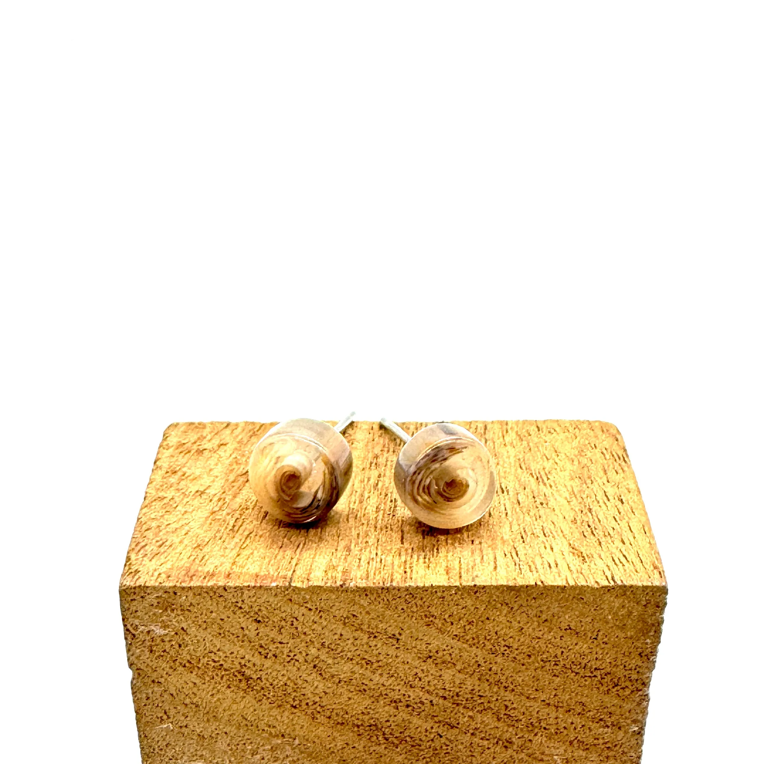 Beige & Brown Swirl Stud Earrings