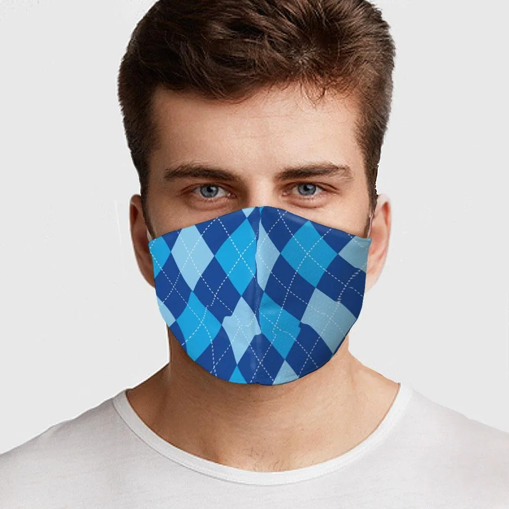 Blue Argyle Face Cover