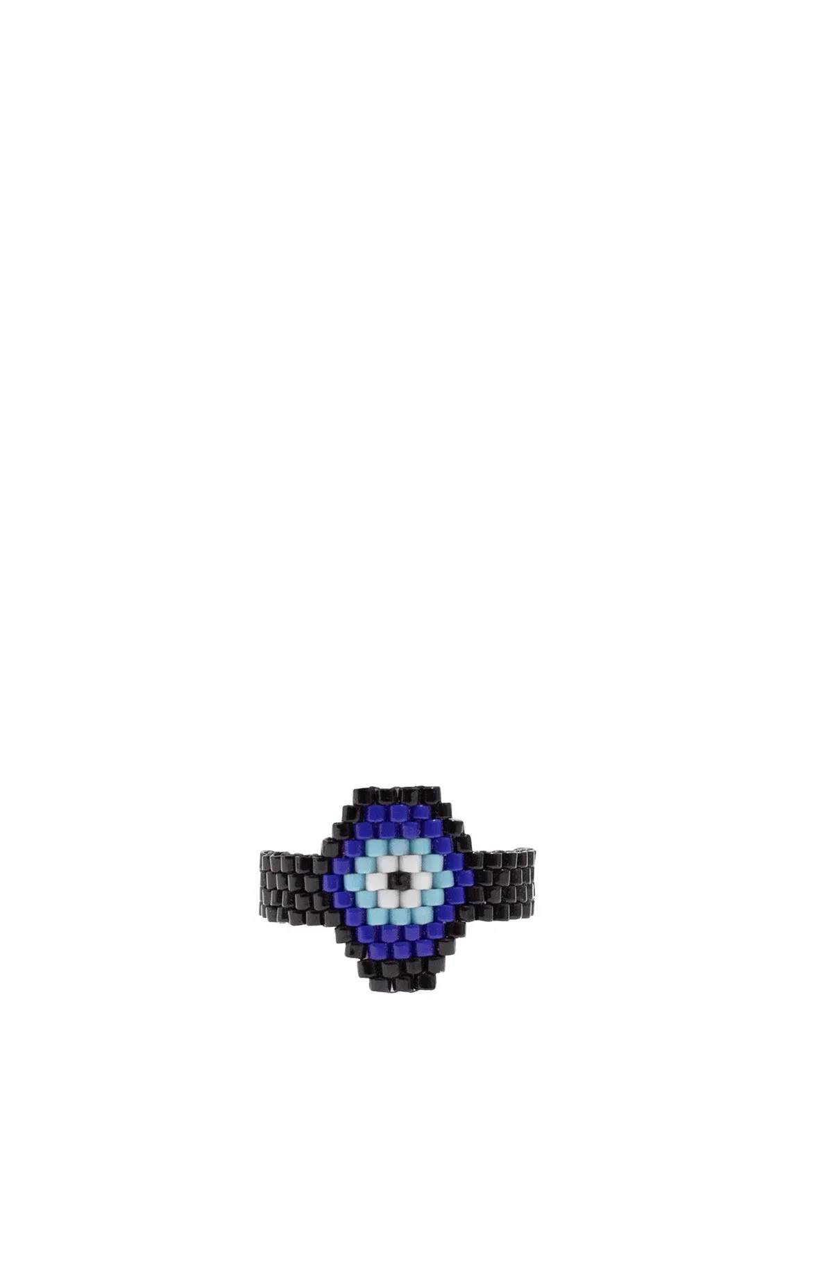 Blue Little Eye Glass Beaded Ring