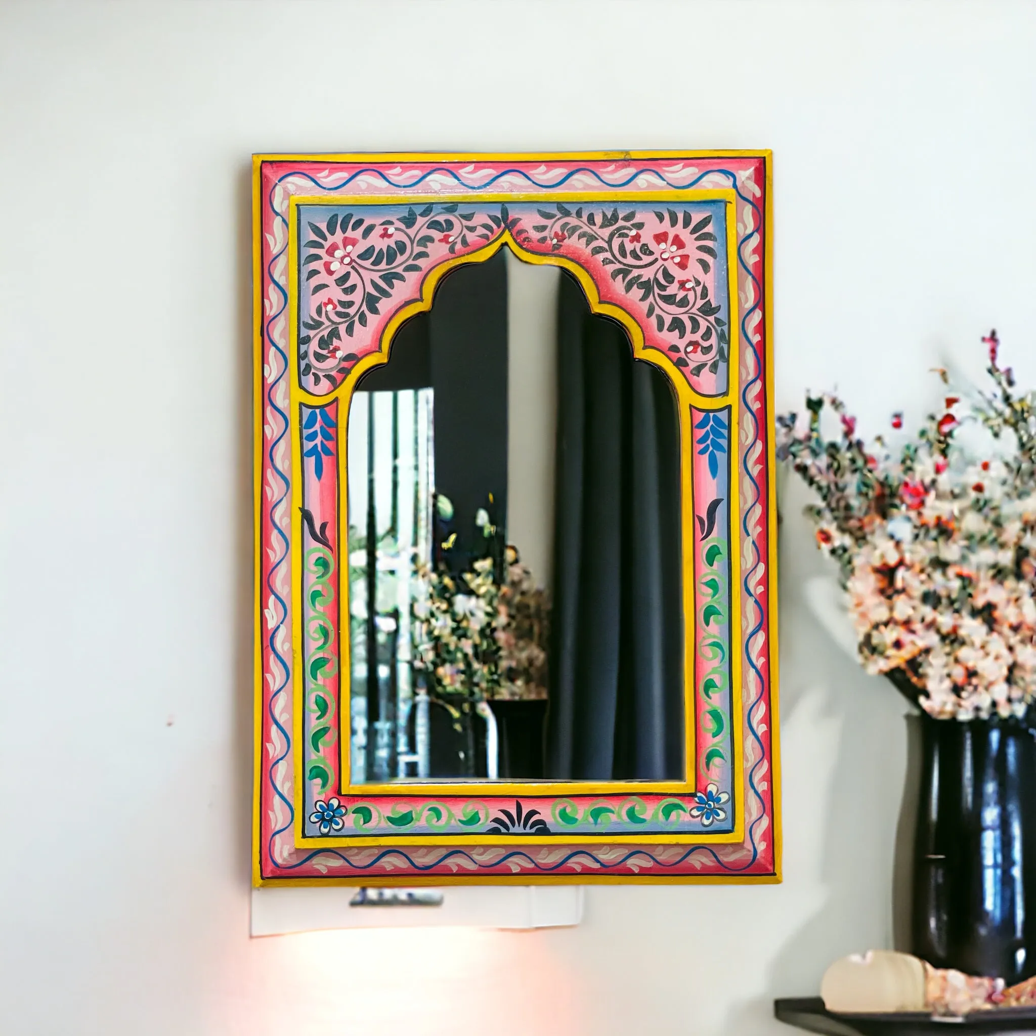 Brushed Beauty: Handpainted 25x35cm Mirror