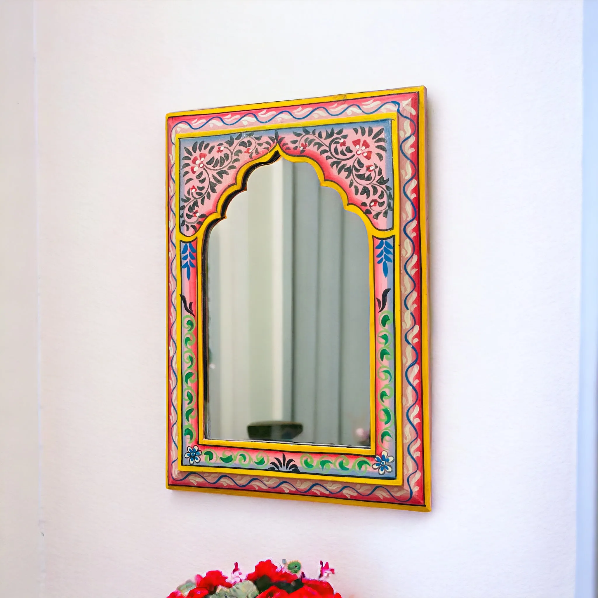 Brushed Beauty: Handpainted 25x35cm Mirror