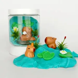 Capybara (Blue Hawaiian) Mini Dough-To-Go Play Kit