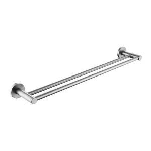 Clio Round Double Towel Rail 600mm Brushed Nickel