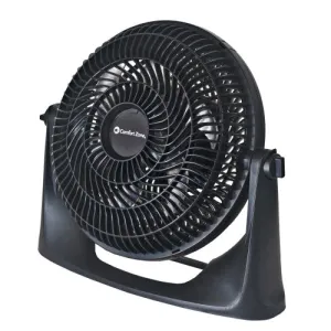 Comfort Zone 9" 3-Speed Powr Curve Floor Fan in Black/Silver