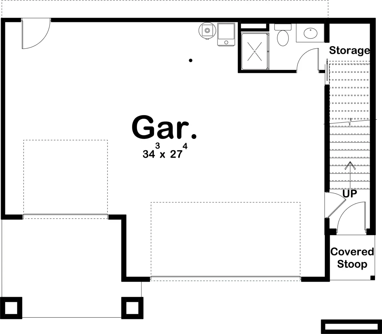 Compact 2-Bedroom Home Plan with Front Garage and Efficient Design