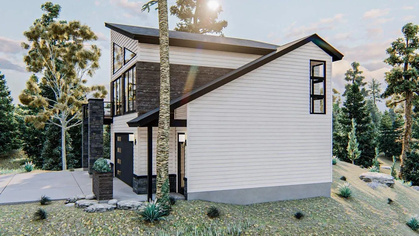 Compact 2-Bedroom Home Plan with Front Garage and Efficient Design