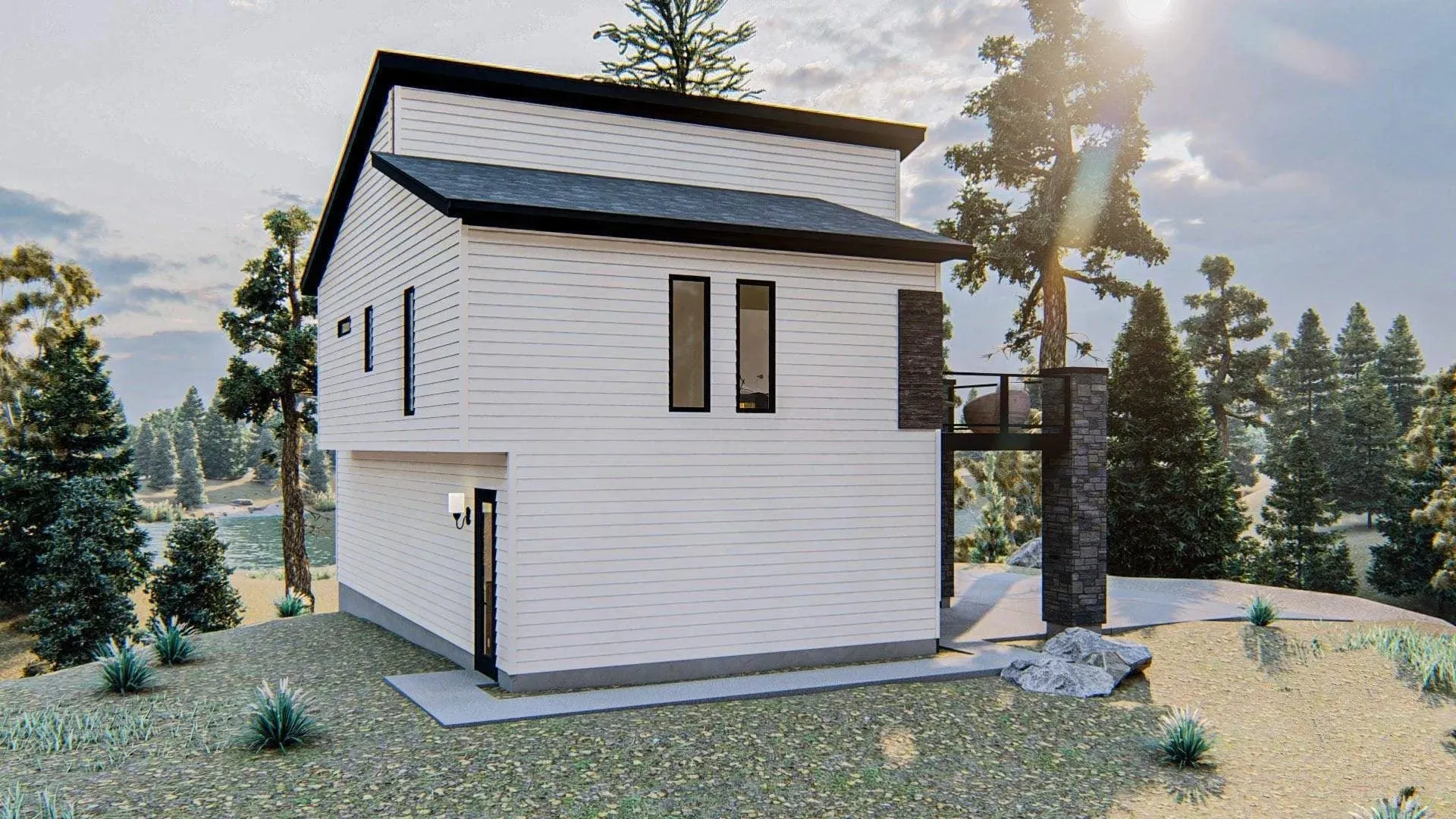 Compact 2-Bedroom Home Plan with Front Garage and Efficient Design