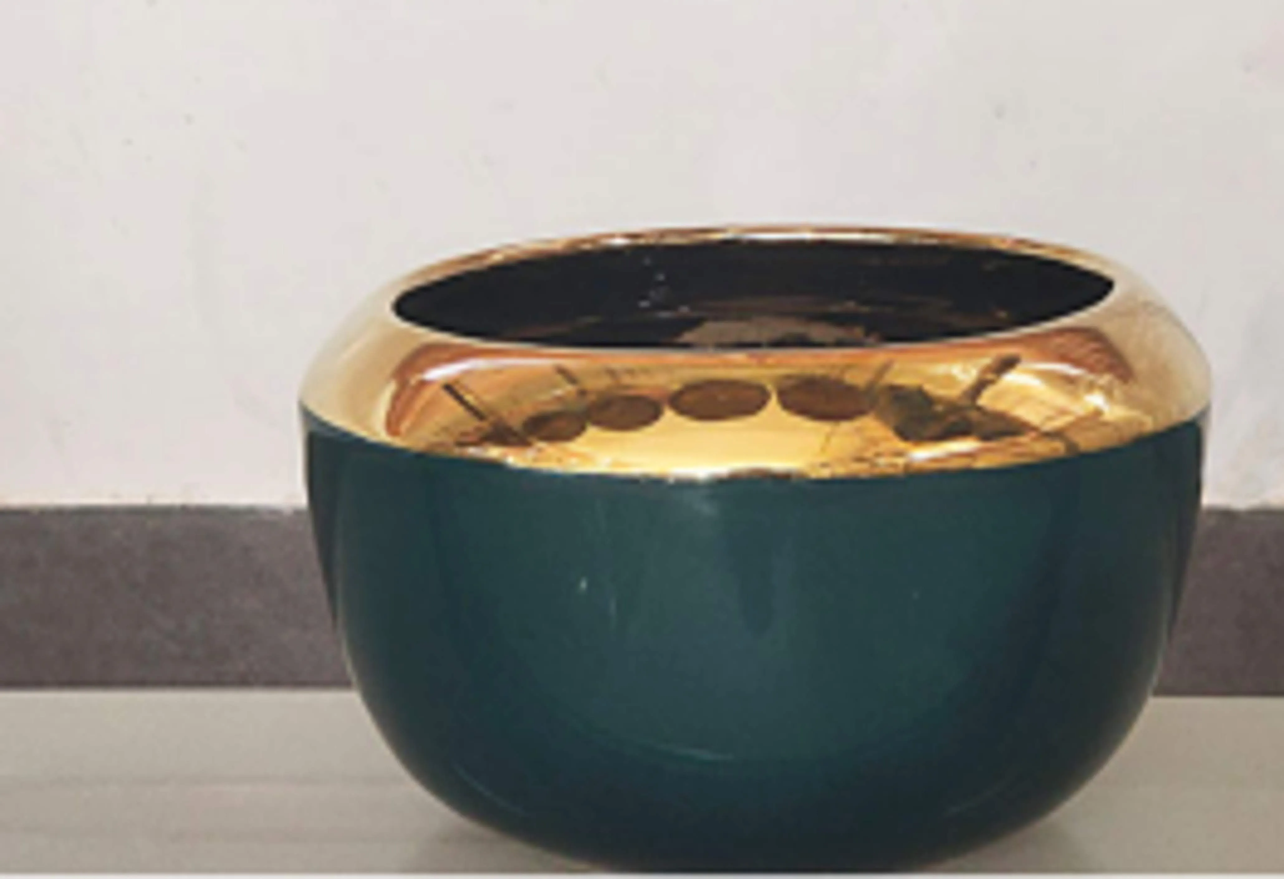 Dark Teal Round Ceramic Pot