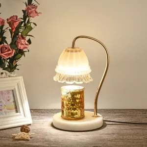 Elena - Tan Glass Flower Nightstand Lamp