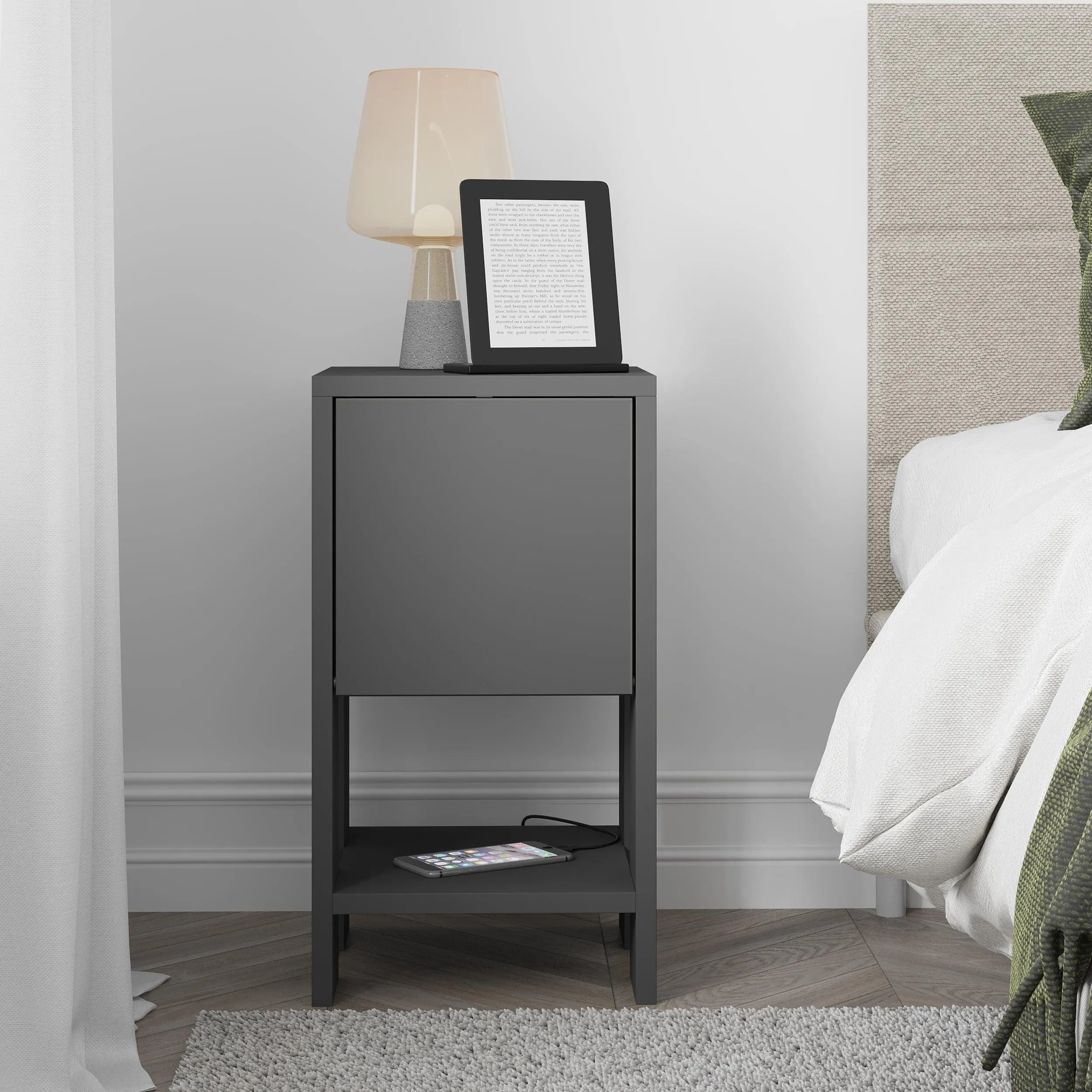 Ema Modern Bedside Table Bedroom Furniture 30cm Width