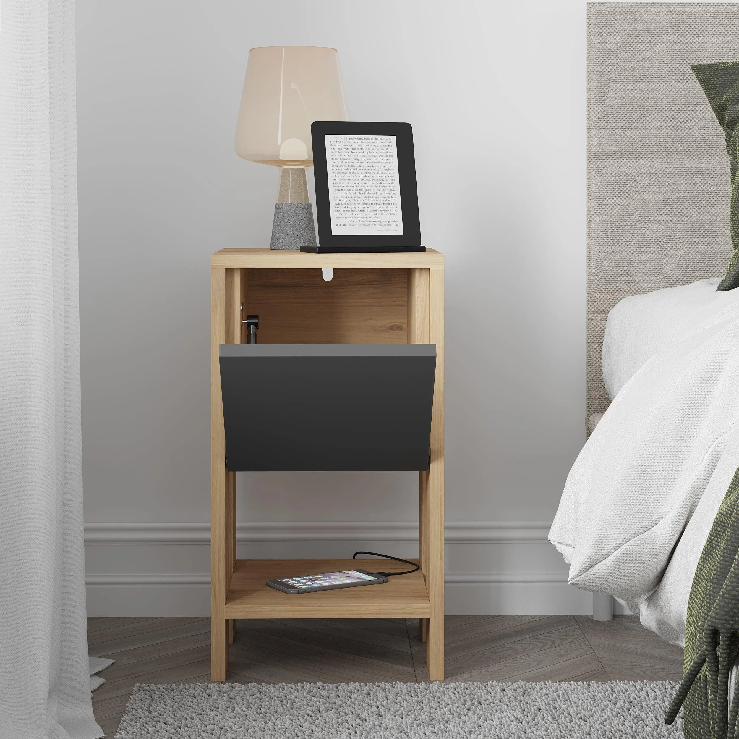 Ema Modern Bedside Table Bedroom Furniture 30cm Width