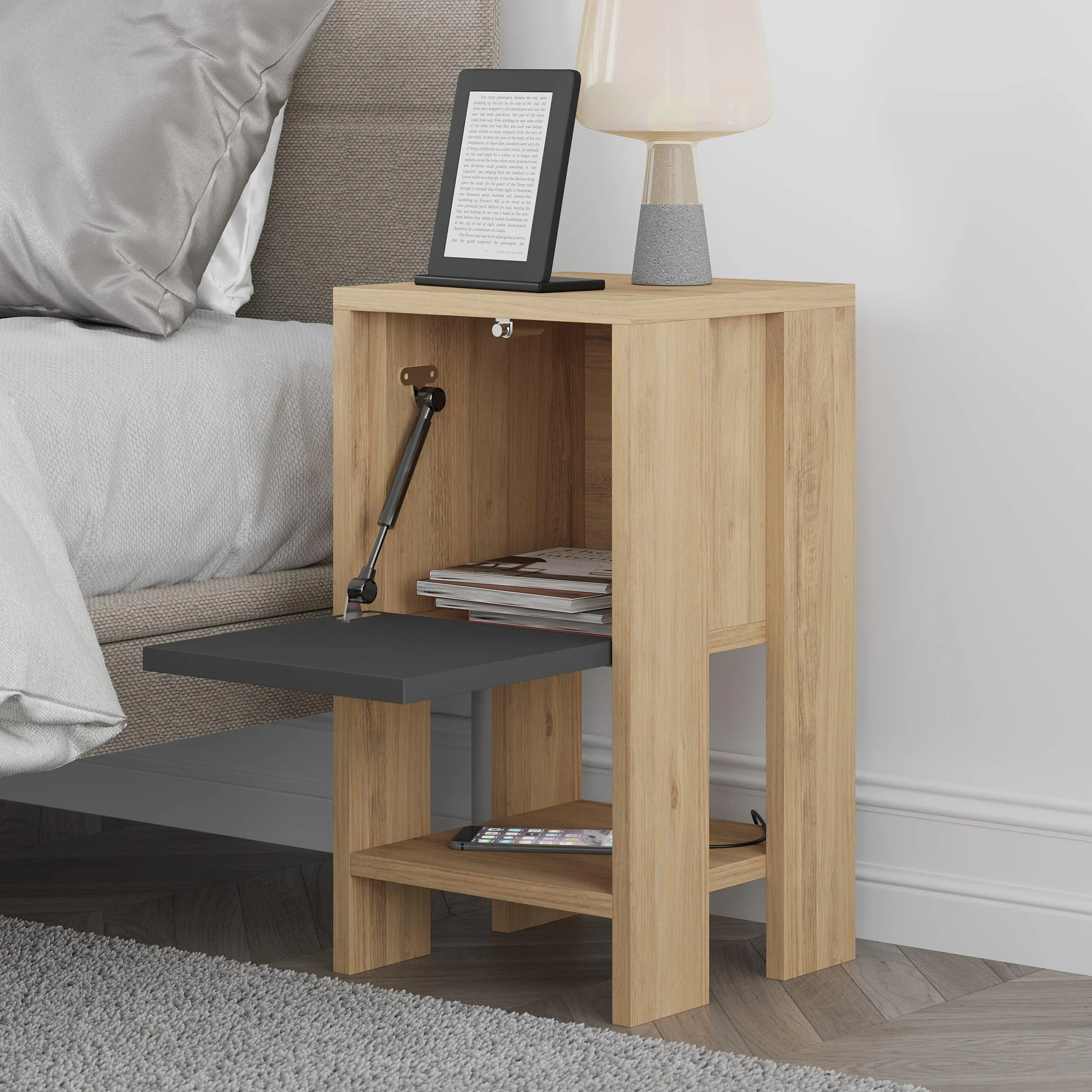 Ema Modern Bedside Table Bedroom Furniture 30cm Width