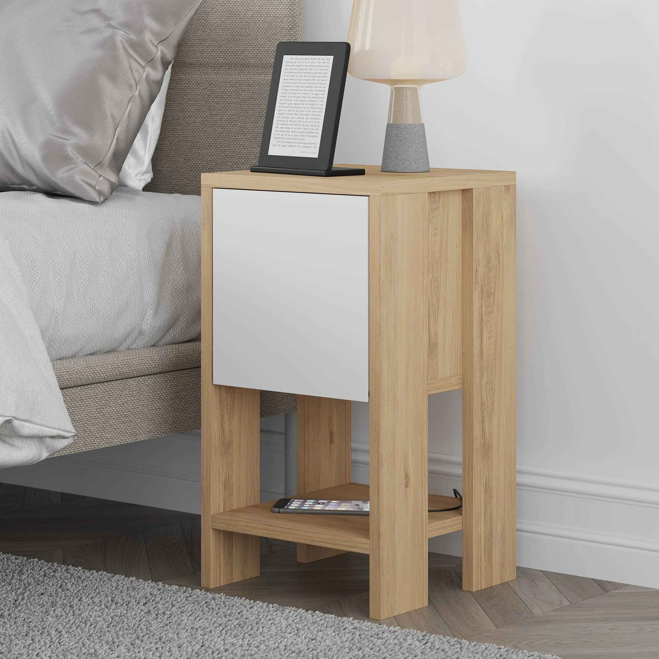 Ema Modern Bedside Table Bedroom Furniture 30cm Width