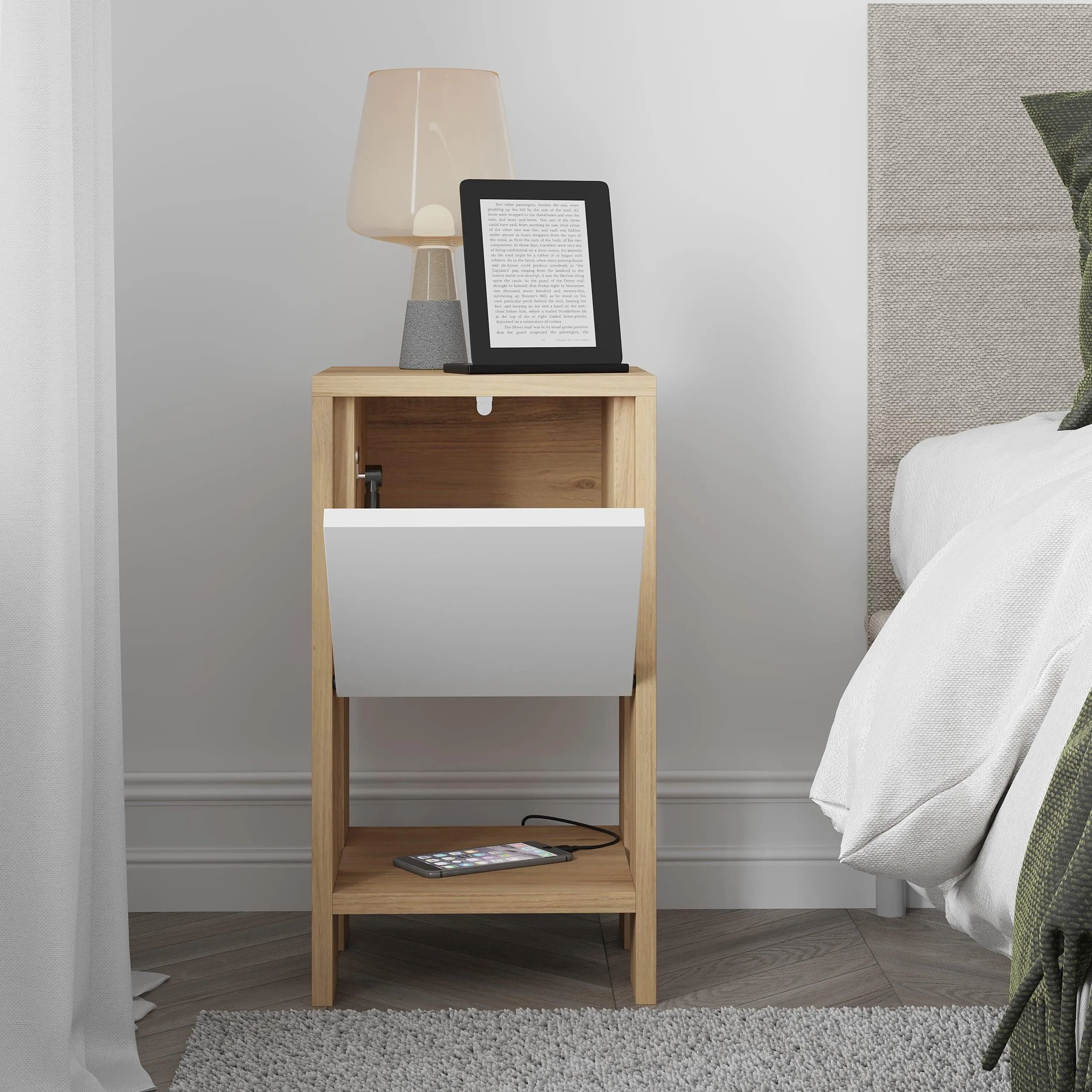 Ema Modern Bedside Table Bedroom Furniture 30cm Width