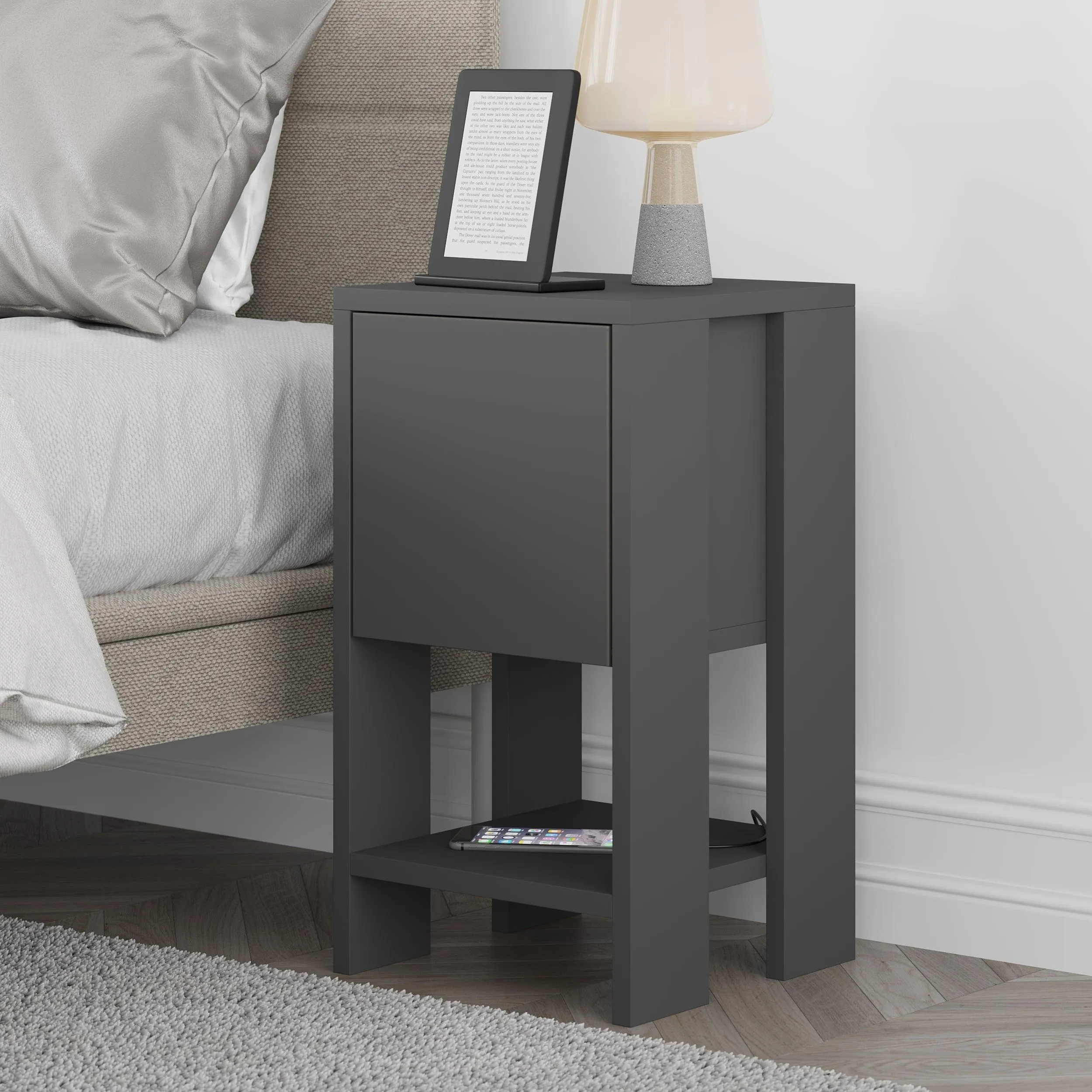 Ema Modern Bedside Table Bedroom Furniture 30cm Width