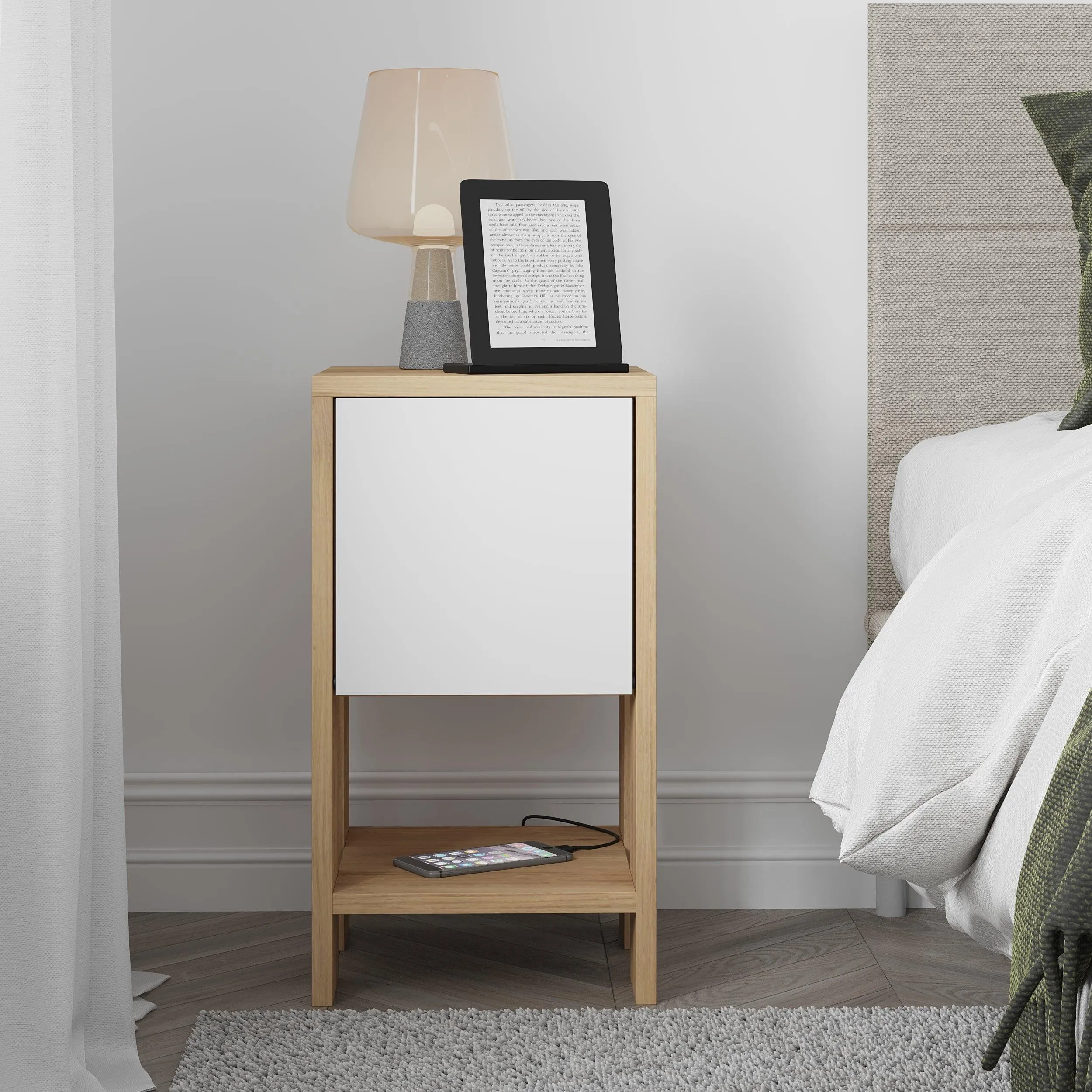 Ema Modern Bedside Table Bedroom Furniture 30cm Width