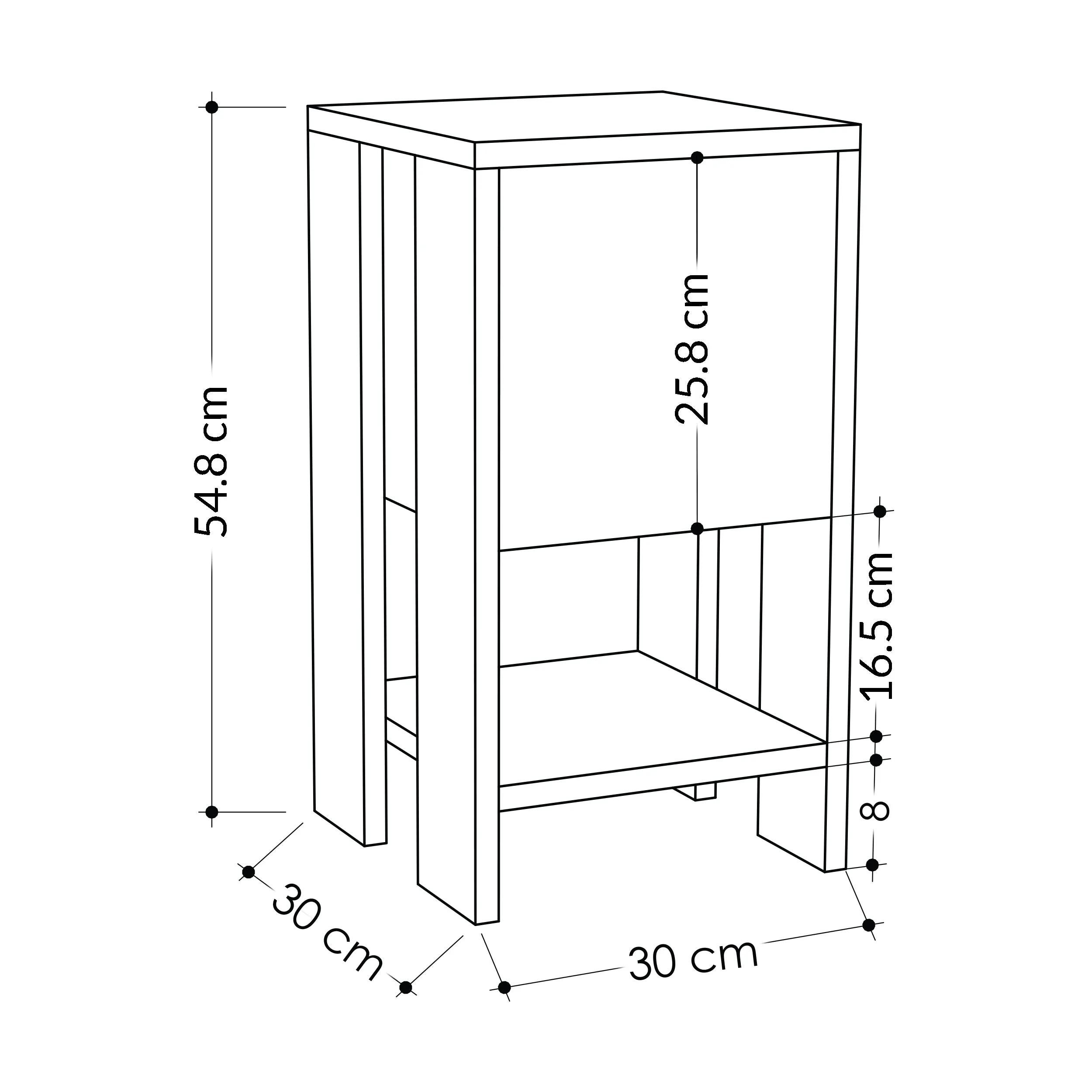 Ema Modern Bedside Table Bedroom Furniture 30cm Width