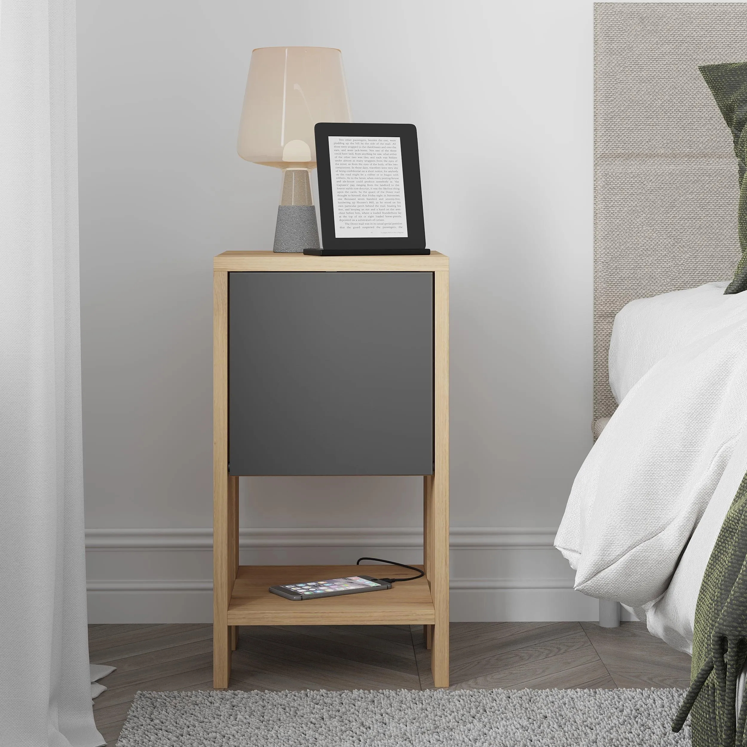 Ema Modern Bedside Table Bedroom Furniture 30cm Width