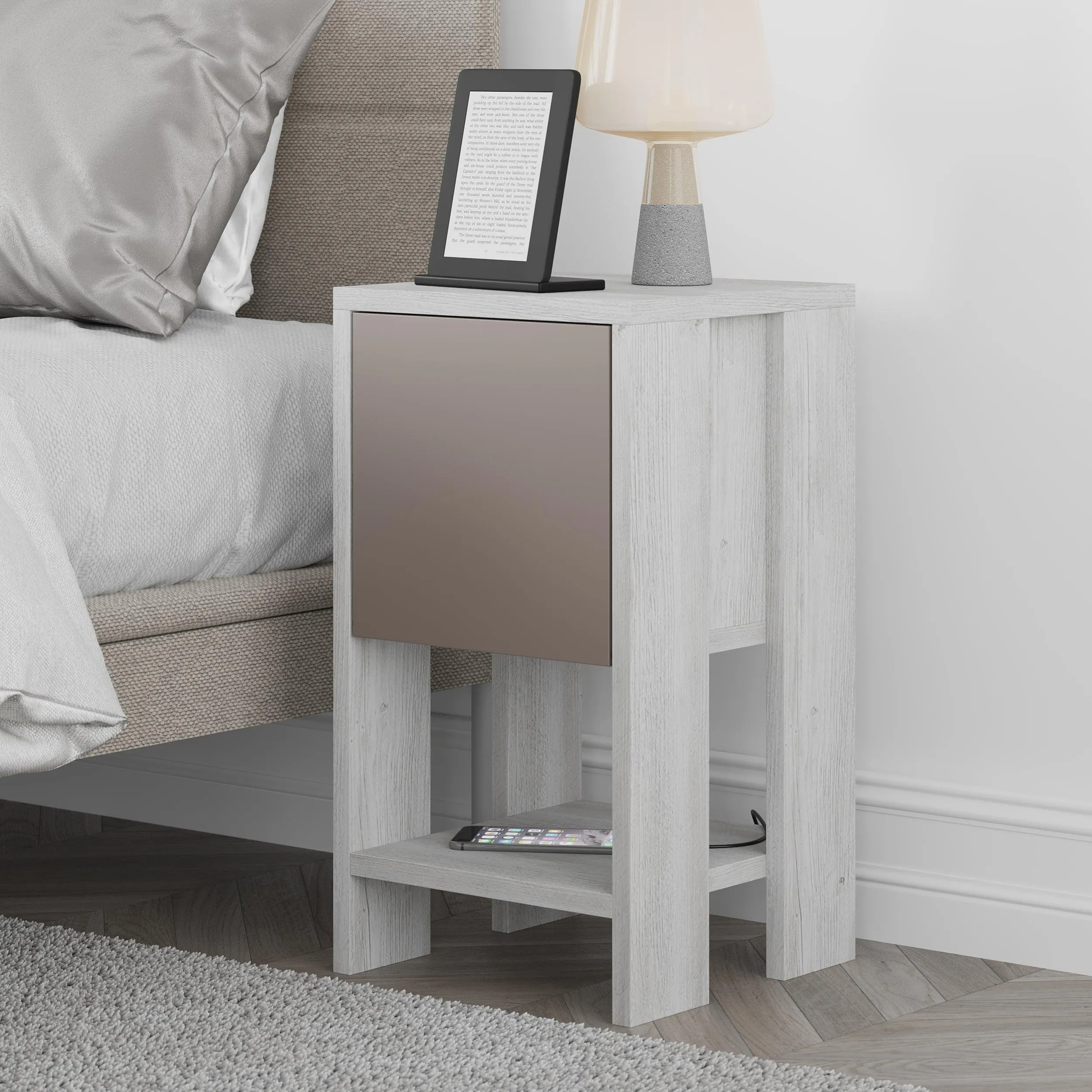 Ema Modern Bedside Table Bedroom Furniture 30cm Width