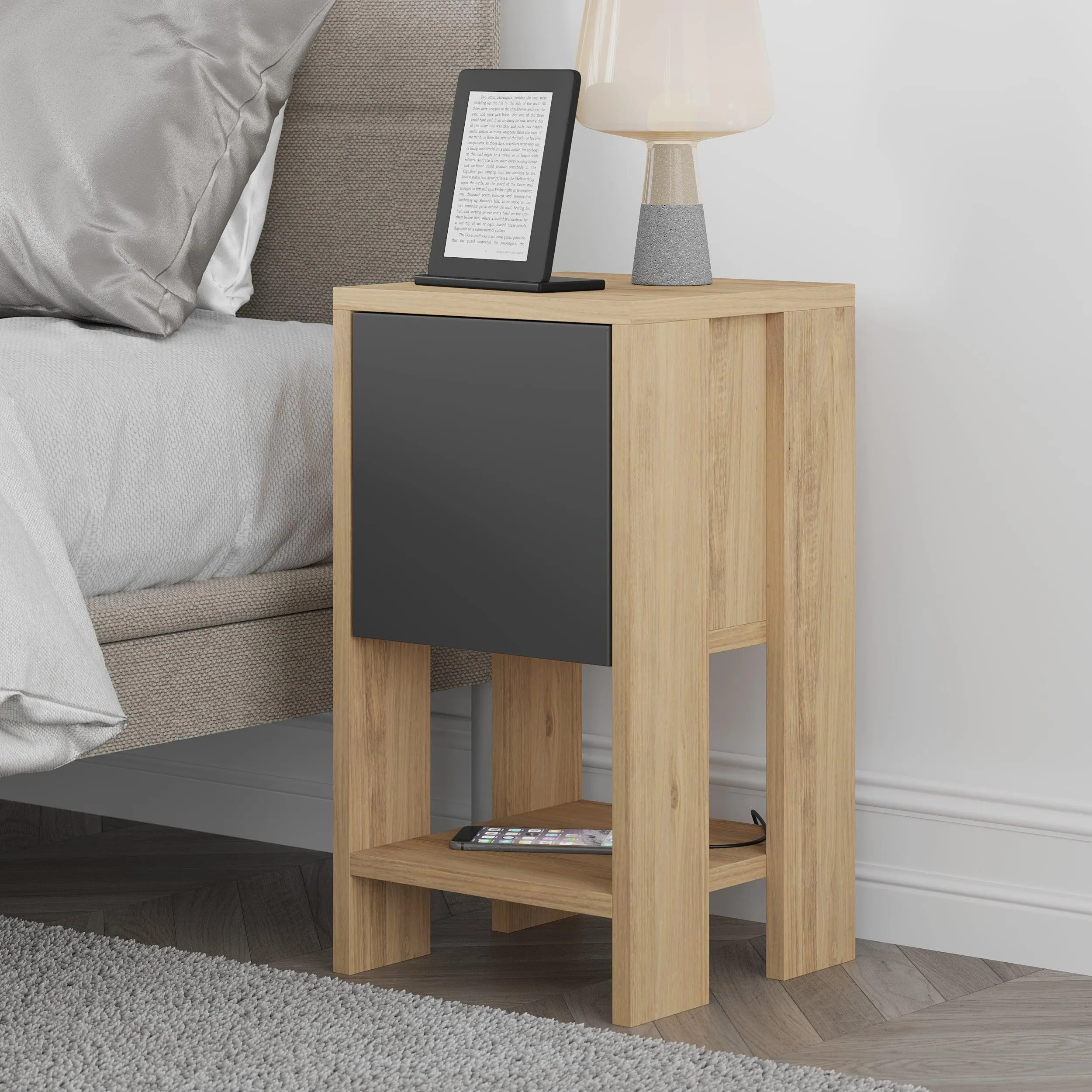 Ema Modern Bedside Table Bedroom Furniture 30cm Width