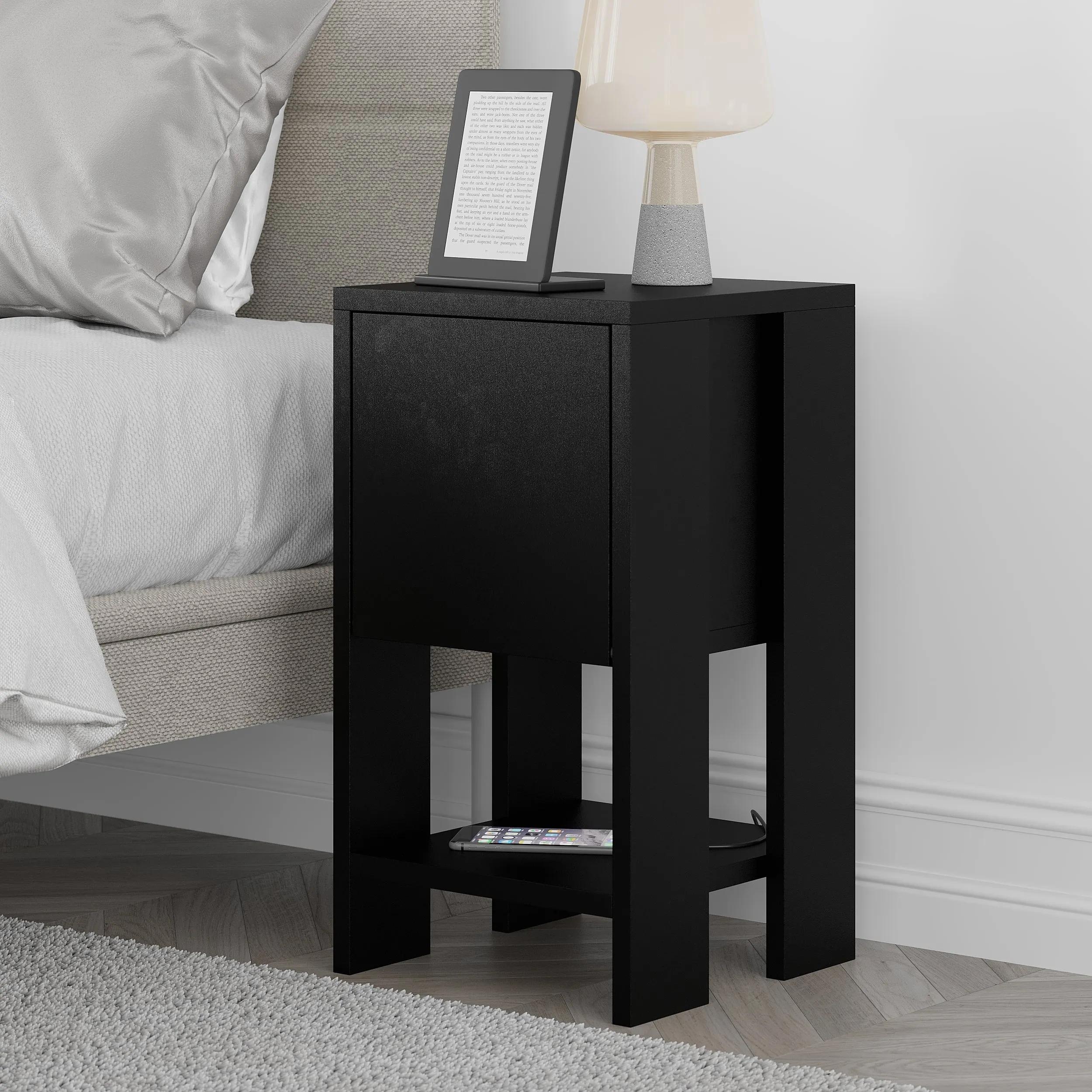 Ema Modern Bedside Table Bedroom Furniture 30cm Width