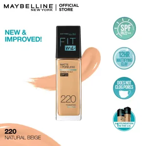 Maybelline Fit Me Matte   Poreless Liquid Foundation SPF 22 - 220 Natural Beige 30ml