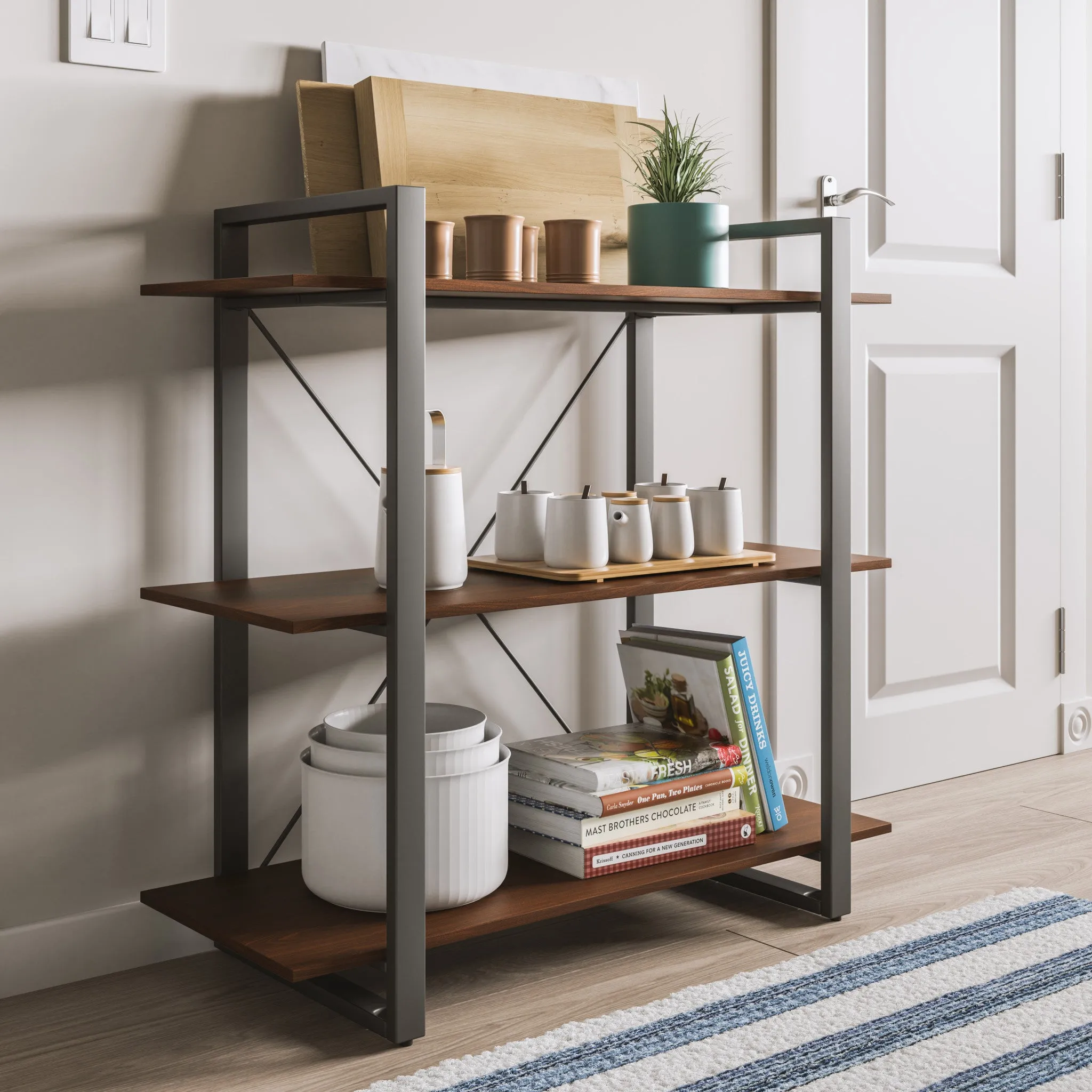 Merge Brown Three-Shelf Bookcase