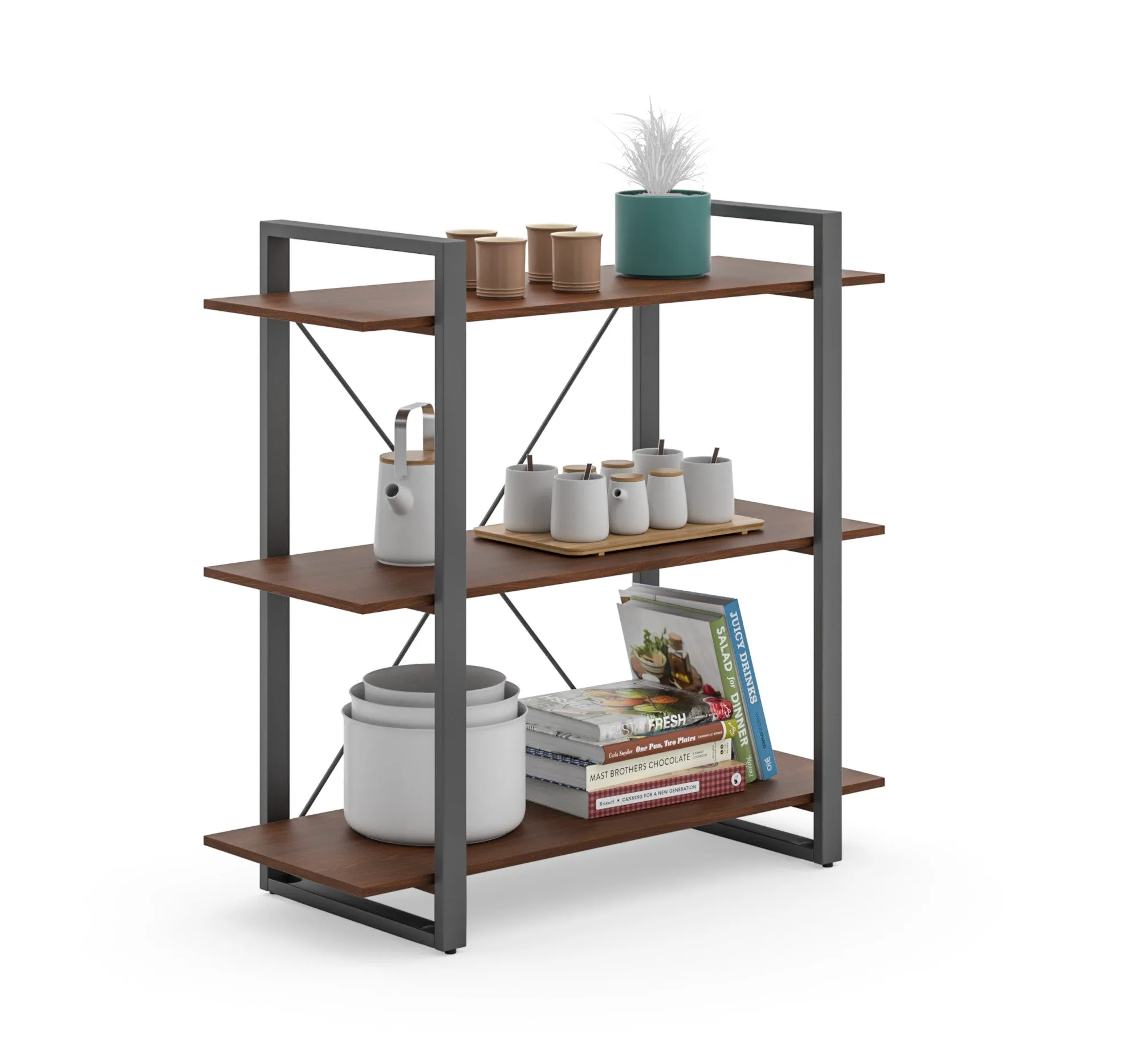 Merge Brown Three-Shelf Bookcase