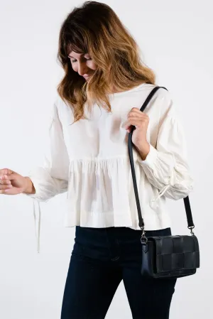 MINI FLAP WOVEN CROSSBODY - BLACK