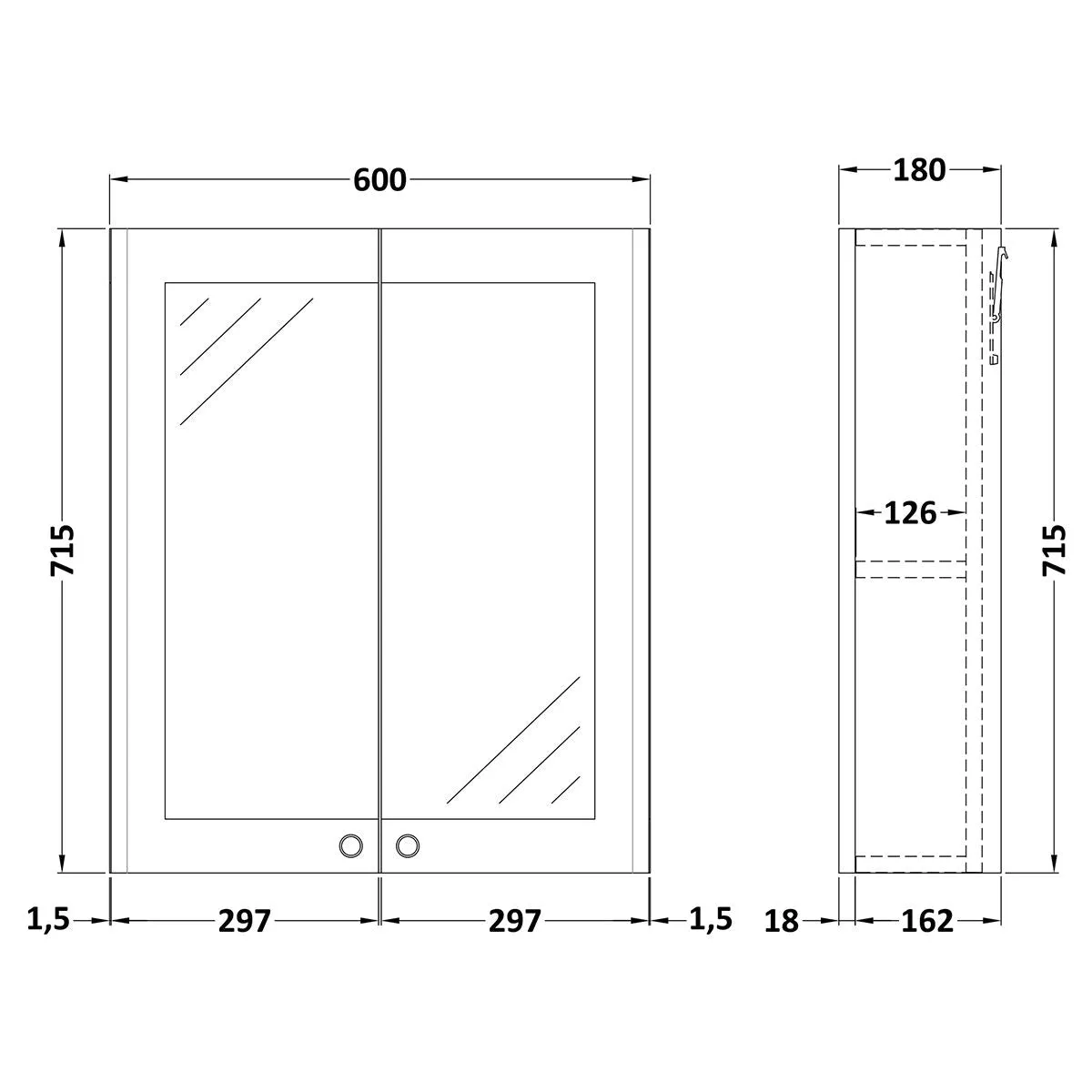 Nuie Classique 600 mm 2 Door Mirrored Bathroom Cabinet in Green