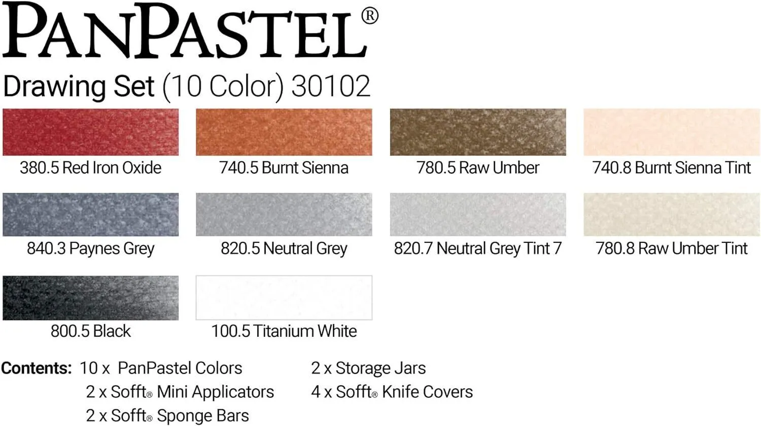 PanPastel Ultra Soft Artist Pastel 10 Color Drawing Set w/ Sofft Tools