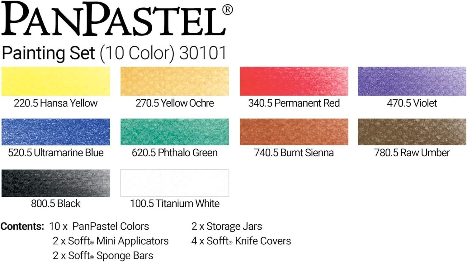 PanPastel Ultra Soft Artist Pastel 10 Color Painting Set w/ Sofft Tools