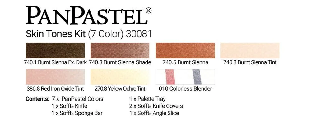 PanPastel Ultra Soft Pastel, 7 Color Skin Tones Kit w/ Sofft Tools & Palette