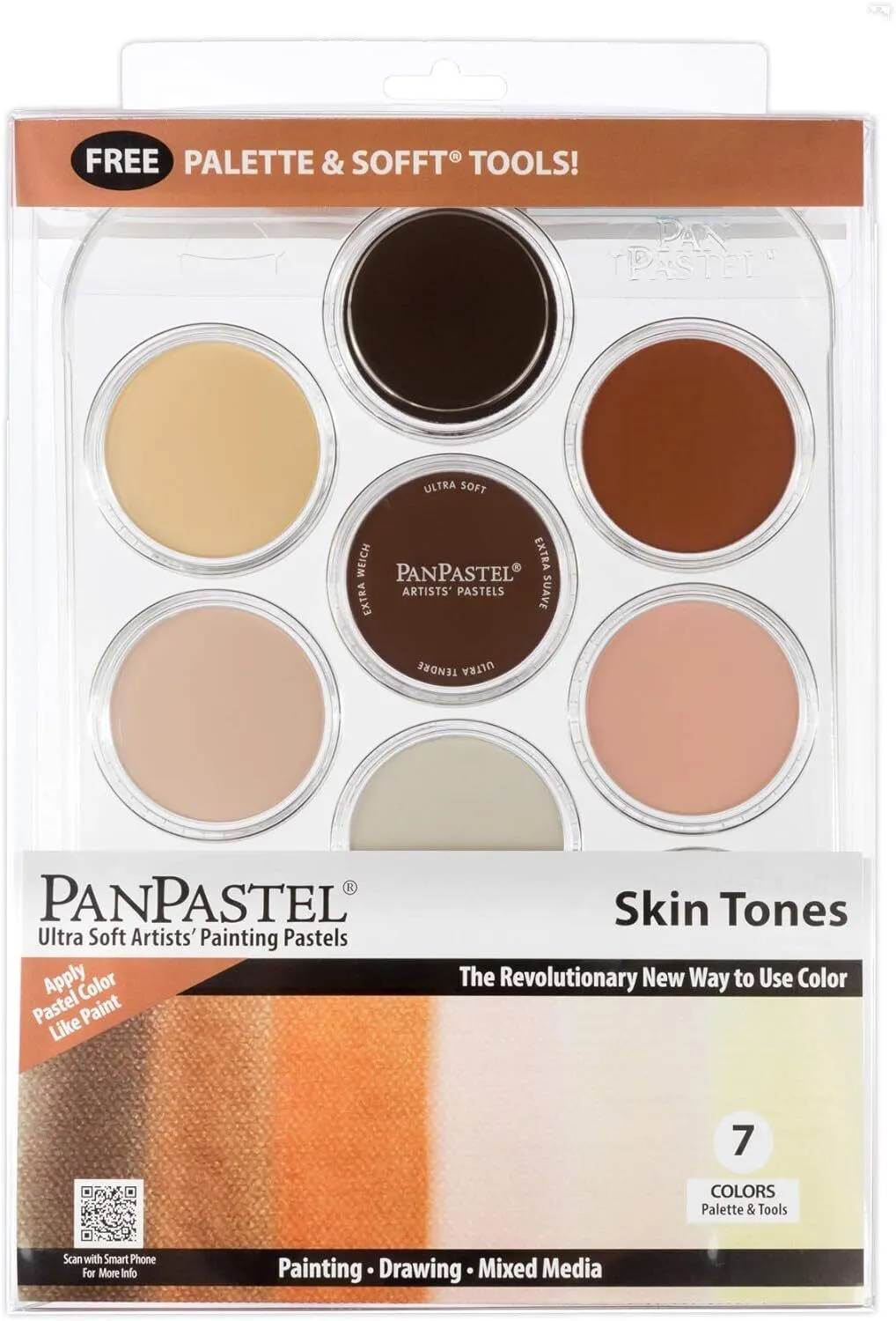 PanPastel Ultra Soft Pastel, 7 Color Skin Tones Kit w/ Sofft Tools & Palette