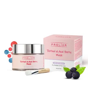 Prolixr Retinol & Acai Berry Age Reversal Face Mask - Pigmentation | Aging Signs | Boost Collagen | Hydrating | Brightening | Moisturizing | All Skin Types - 60 Gm