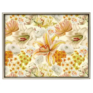 Rectangular Lacquer Art Serving Tray with Blooms