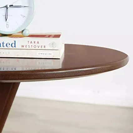 RESHUZ Wooden Round L Shape Laptop Table Antique Modern Design End, Coffee Table Modern Minimalist Side Table for Living Room, Balcony and for Tea and Coffee Serve Office Site Table