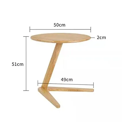 RESHUZ Wooden Round L Shape Laptop Table Antique Modern Design End, Coffee Table Modern Minimalist Side Table for Living Room, Balcony and for Tea and Coffee Serve Office Site Table