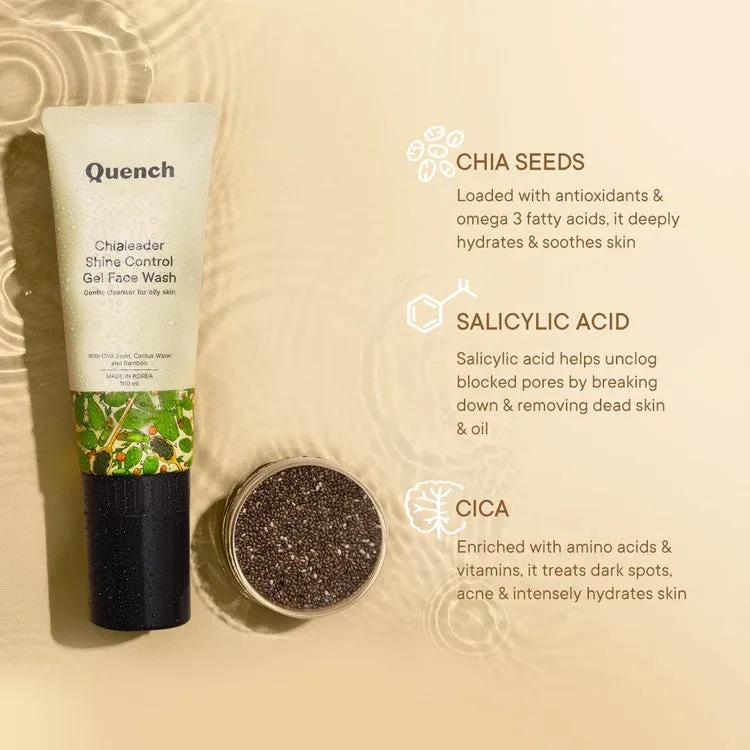 Shine Control Gel Face Wash with Chia Seeds Omega 3 With Built-in Brush for Deep Cleansing - 100 ML