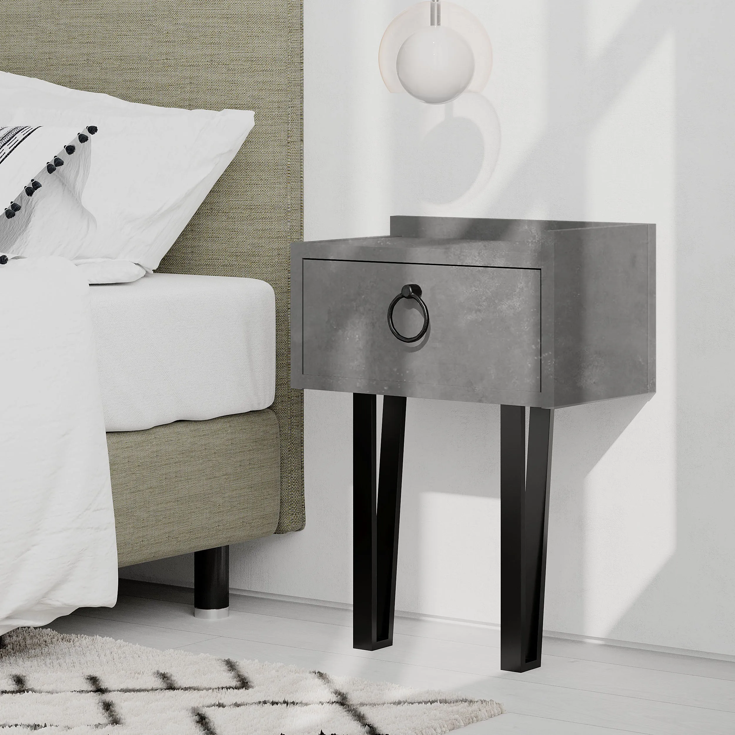 Sponge Modern Bedside Table With Drawer