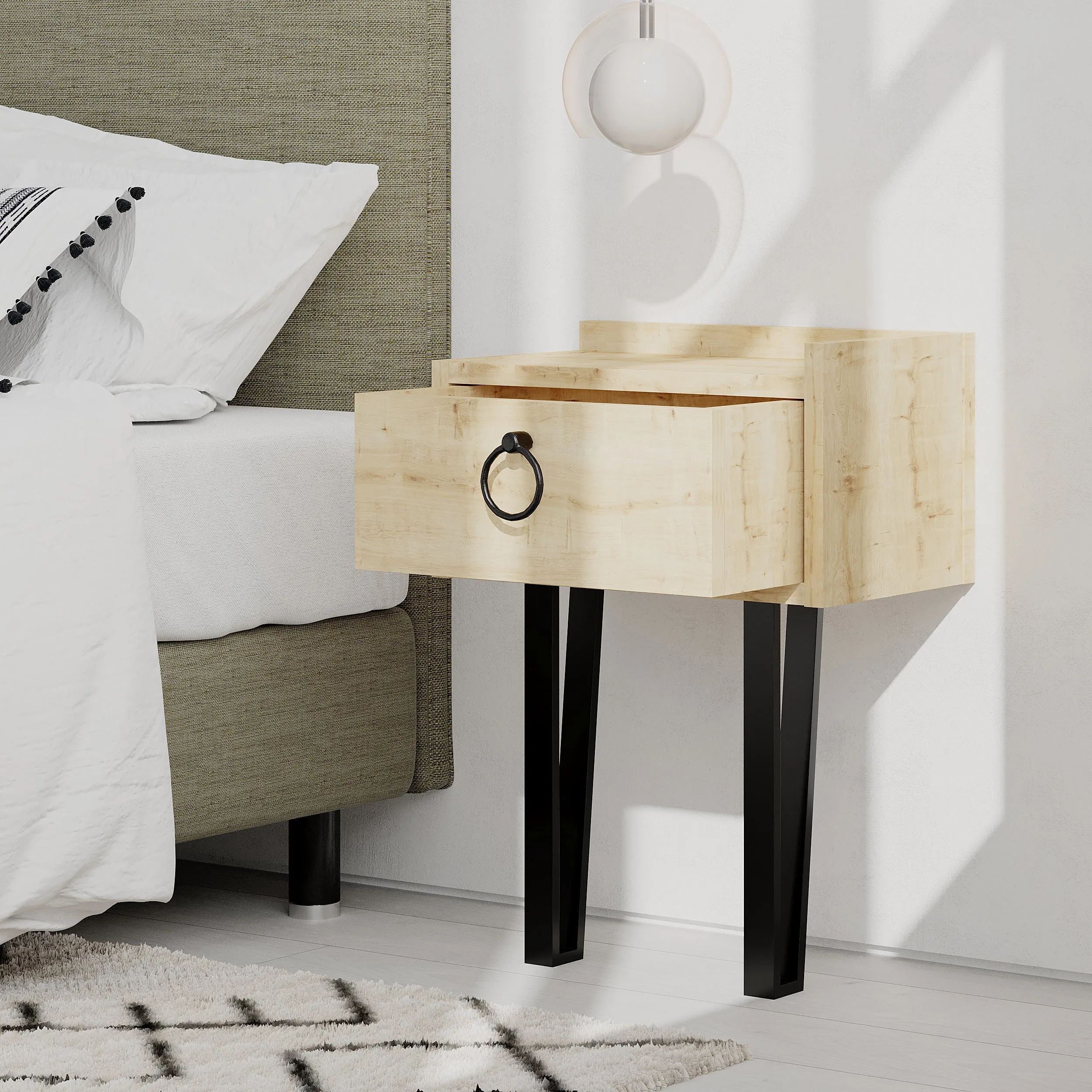 Sponge Modern Bedside Table With Drawer