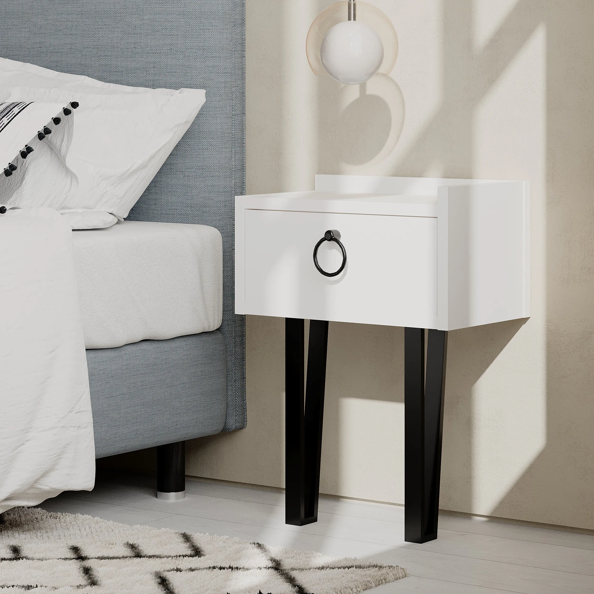 Sponge Modern Bedside Table With Drawer