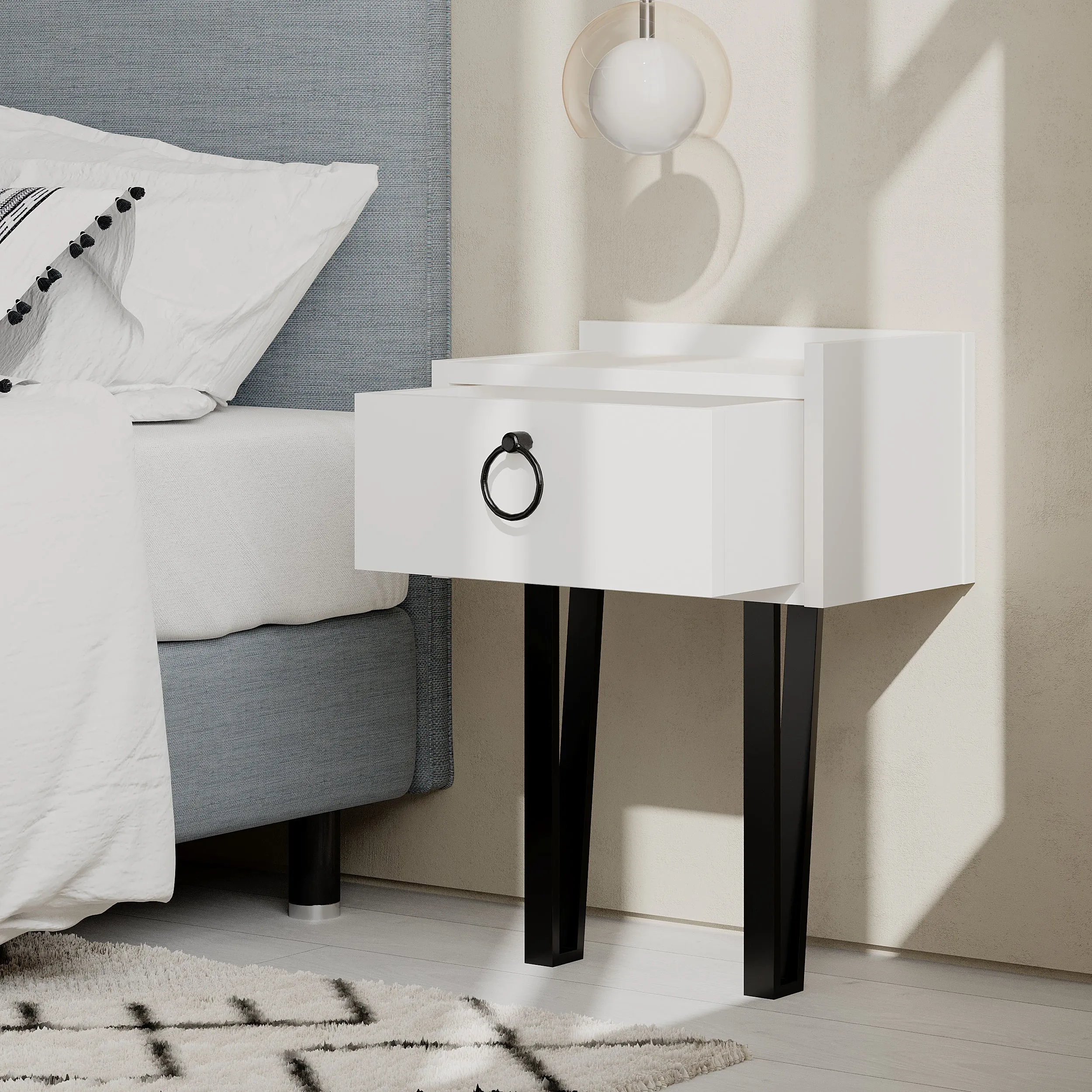 Sponge Modern Bedside Table With Drawer